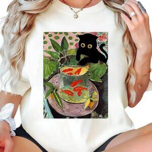 Henri Matisse Goldfish and cat famous Artwork painting Shirt, Vintage Art Tee